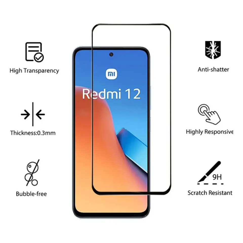 Lámina de vidrio Completa Para Xiaomi Redmi 12 4G  2
