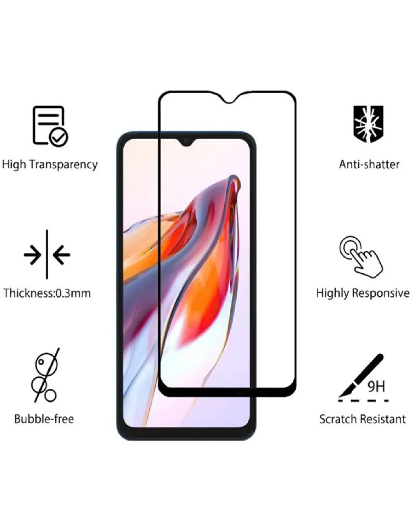  Lámina de vidrio Completa Para Xiaomi Redmi 13C 4G / Poco C65 2