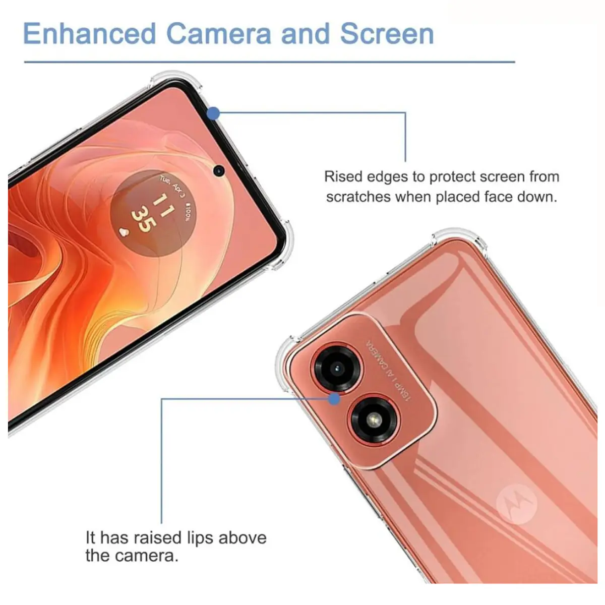 Carcasa Transparente Reforzado Para Motorola G14 + Lamina V. | Cuotas