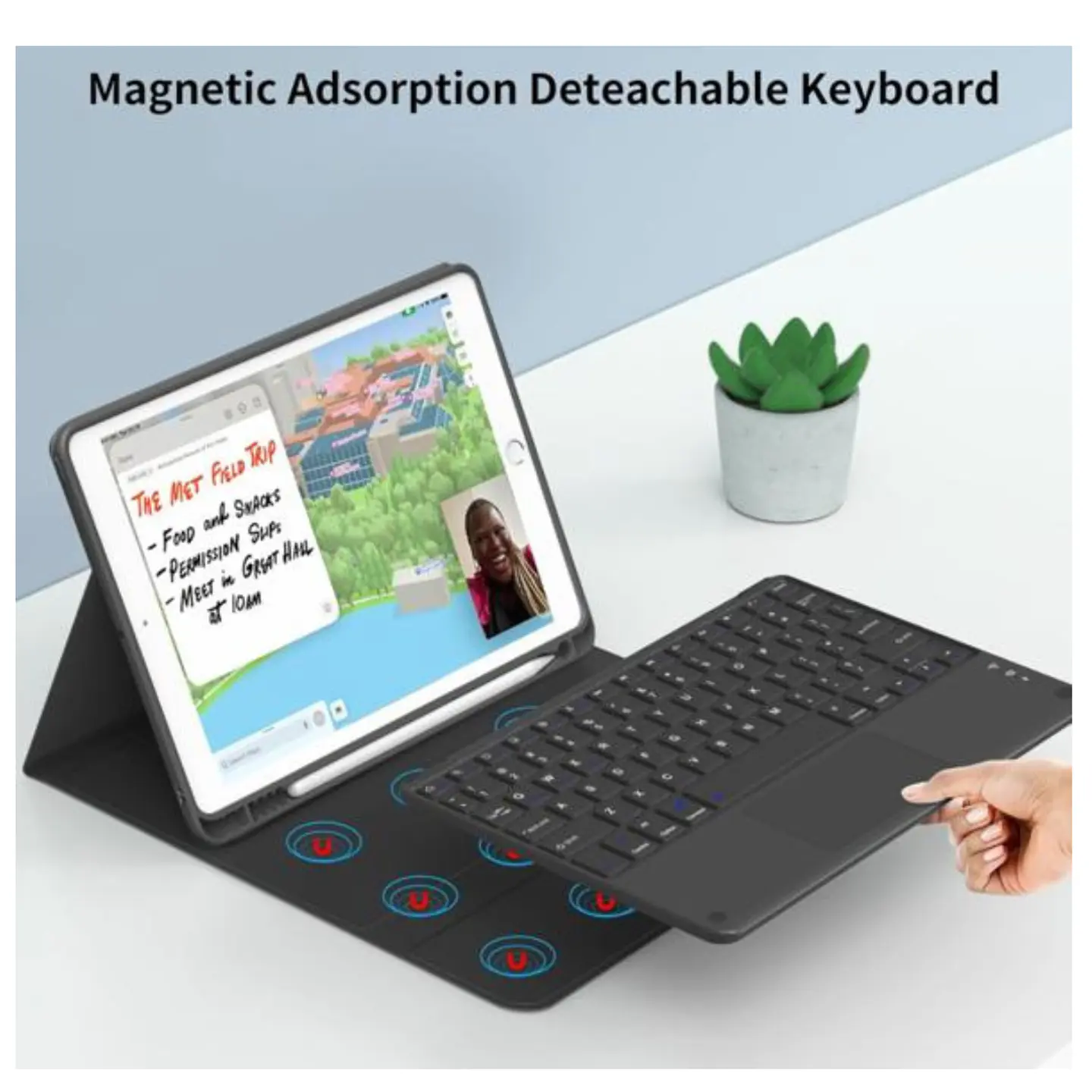 Funda Con Teclado Español Touchpad Para iPad 10.2 7ma / 8va y 9na Generación  3
