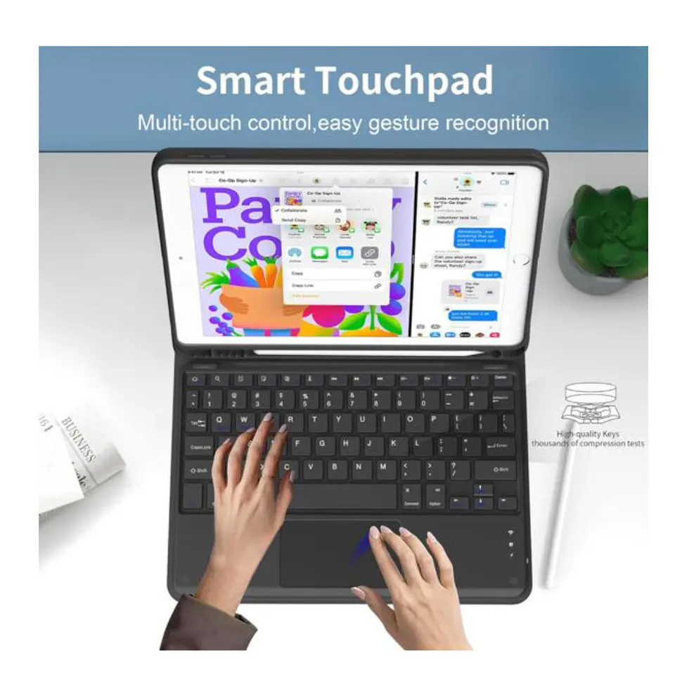 Funda Con Teclado Español Touchpad Para iPad 10.2 7ma / 8va y 9na Generación  5