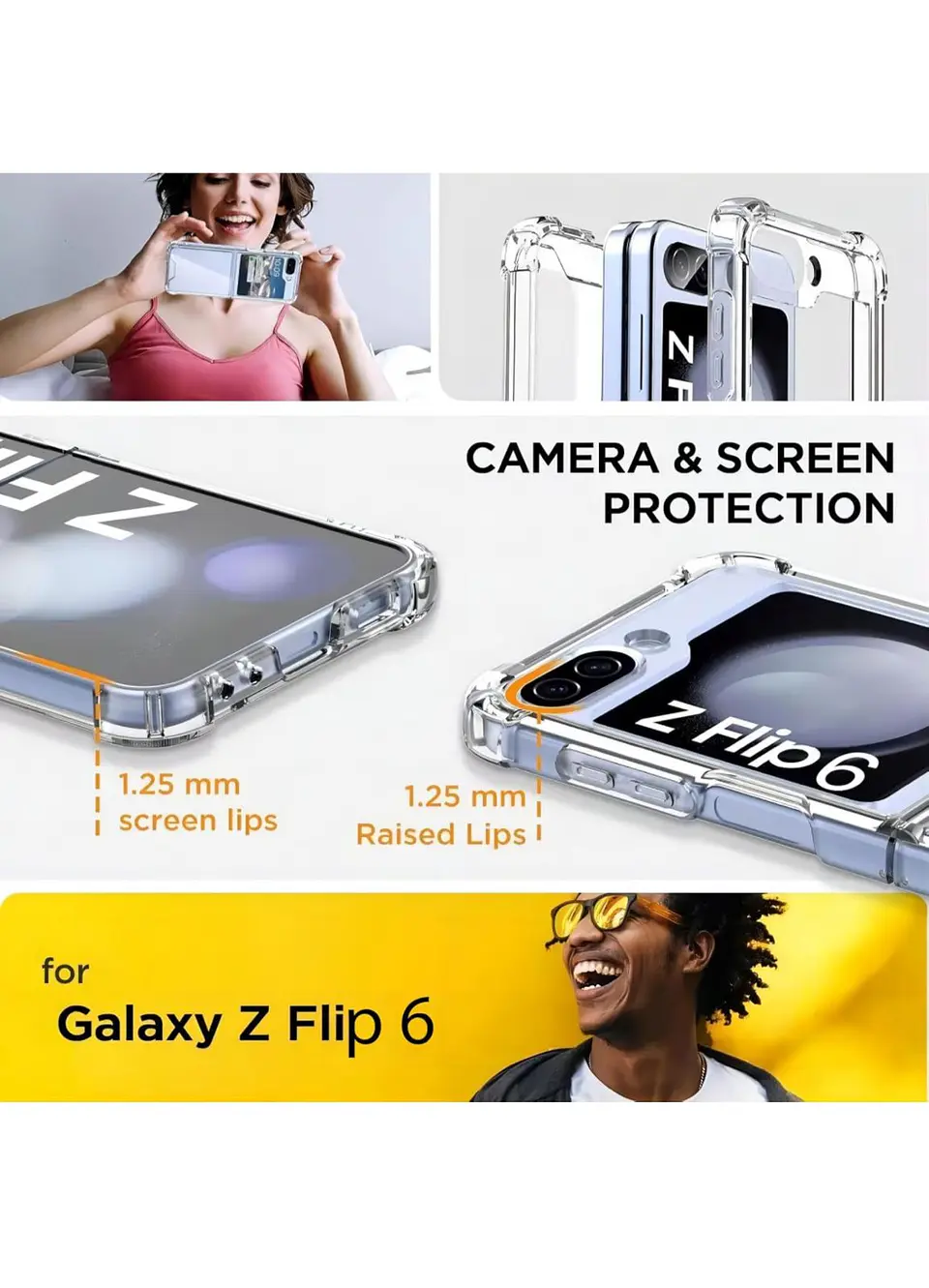 Carcasa Transparente Reforzado Para Samsung Galaxy Z Flip 6 3