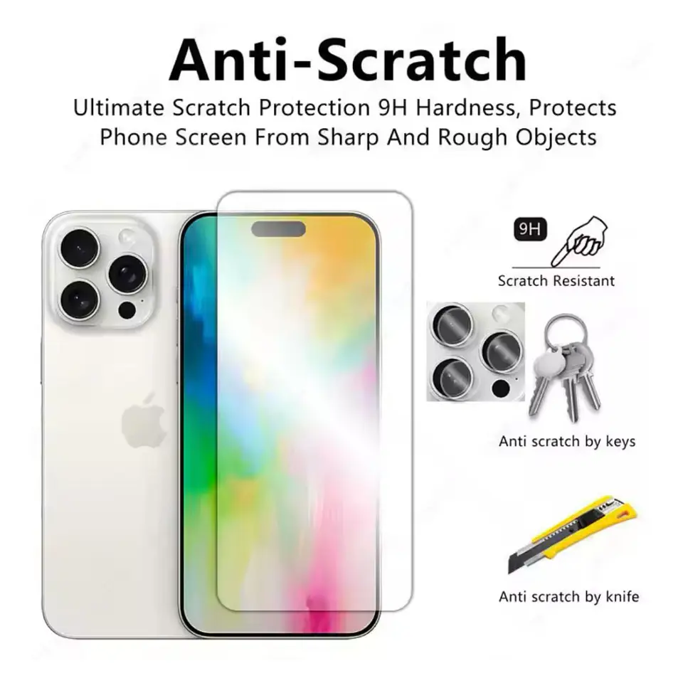 Lámina de Vidrio Completa Para iPhone 16 Pro  2