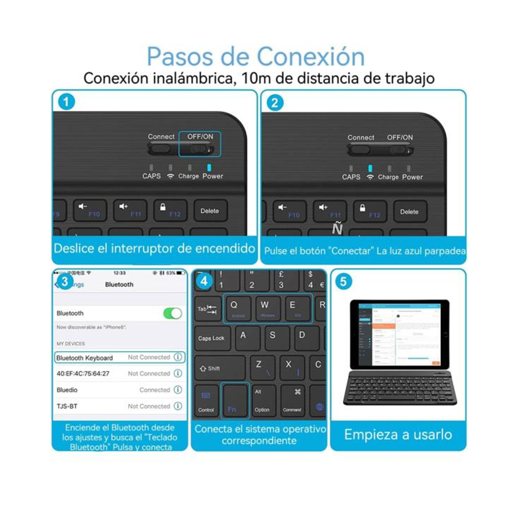 Mini Teclado Bluetooth Inalámbrico Español Para iPad/Tablet/iPhone