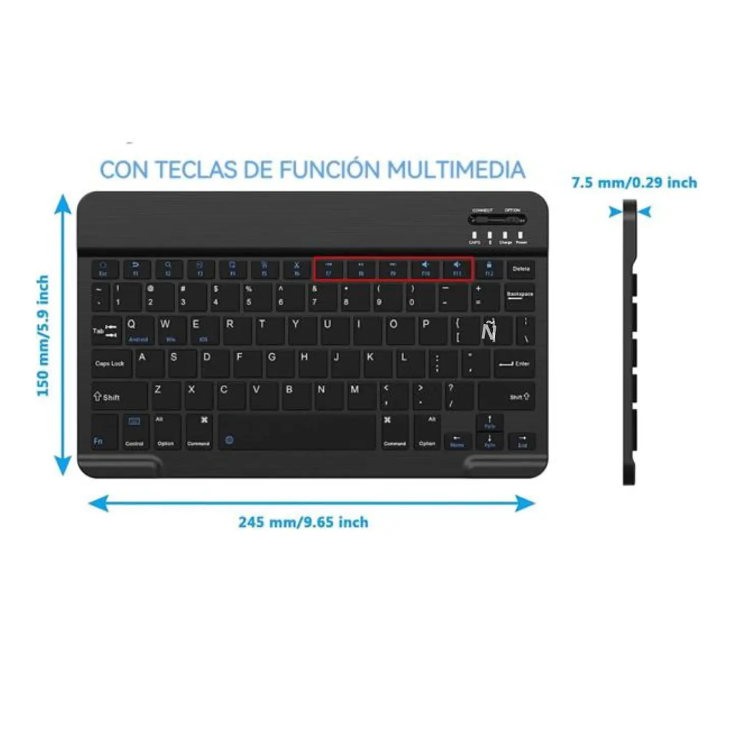Teclado Bluetooth Inalámbrico 11 pulgadas Español Para iPad/Tablet/iPhone 3