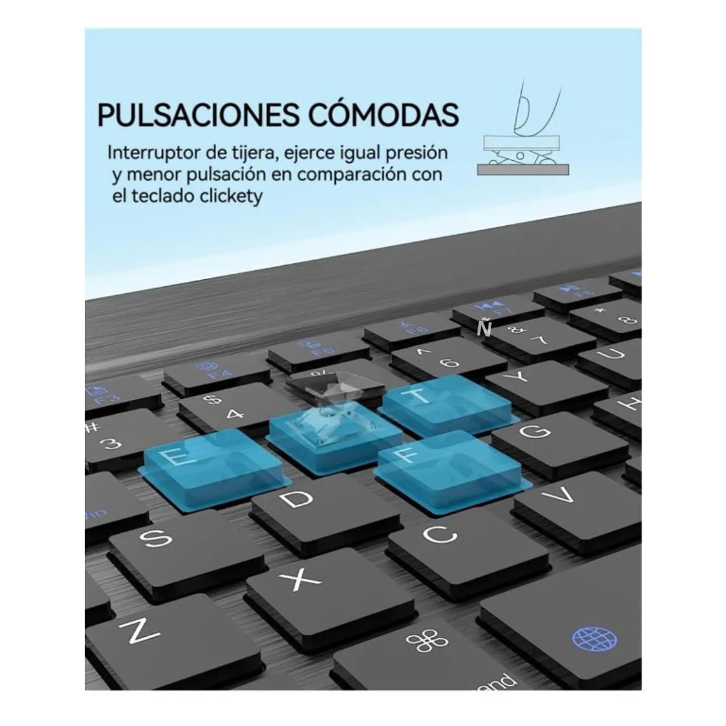 Teclado Bluetooth Inalámbrico 11 pulgadas Español Para iPad/Tablet/iPhone 5