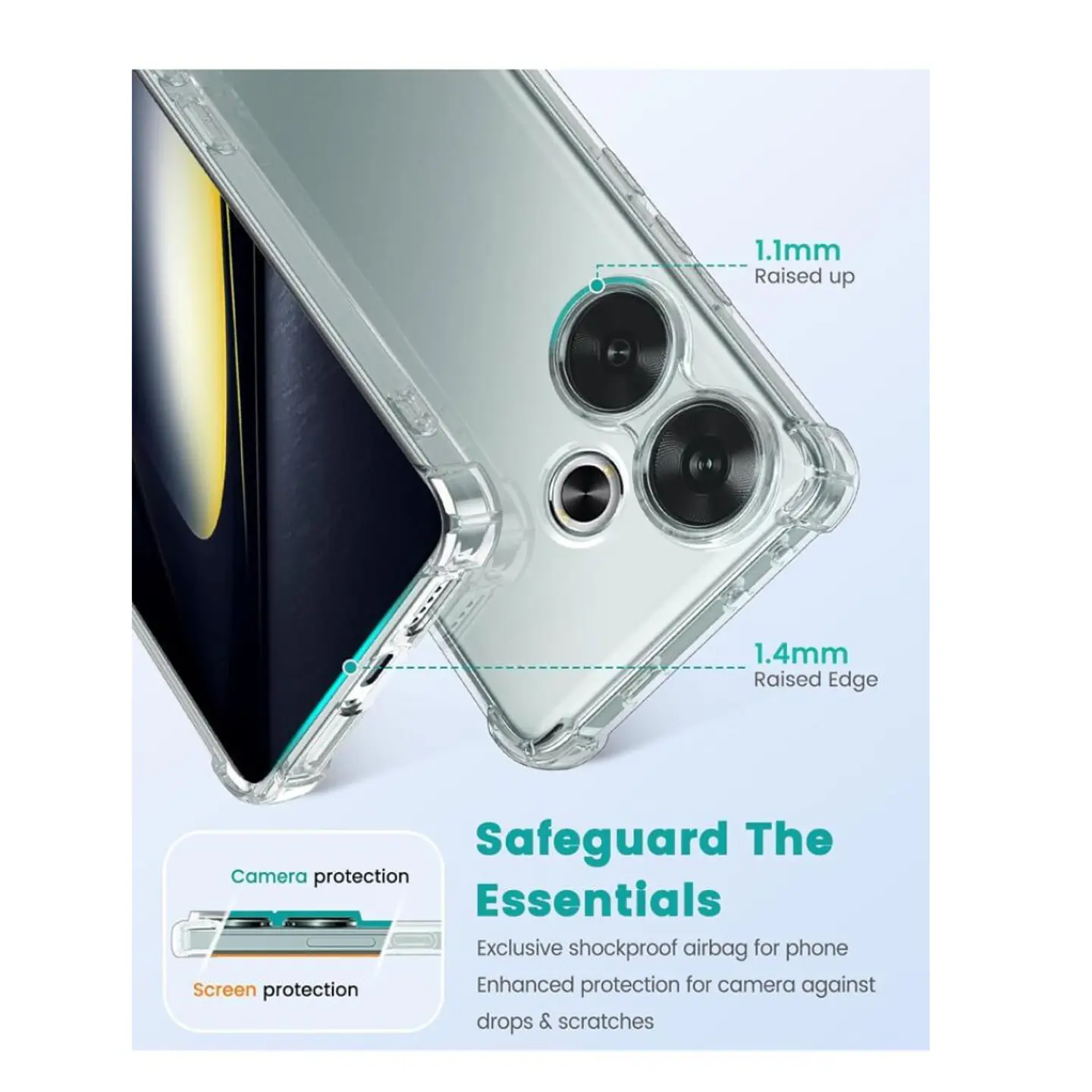Carcasa Transparente Reforzado Para Xiaomi Redmi 13 4G 3
