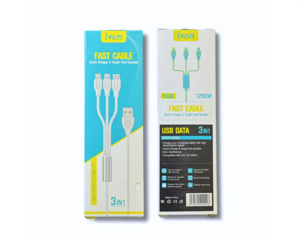 Cable Multicargador USB Carga Rápida 3 En 1 3