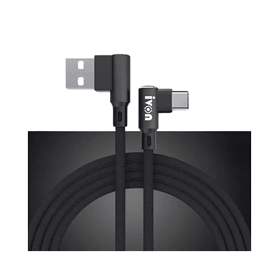 Cable USB-C reforzado 90° L carga rápida 2.4A