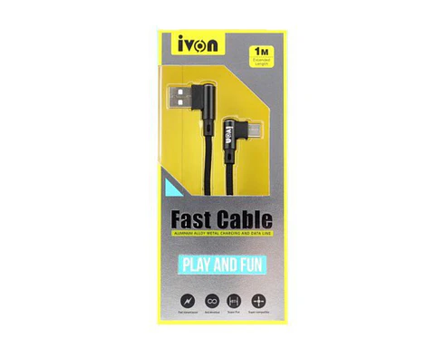 Cable USB-C reforzado 90° L carga rápida 2.4A