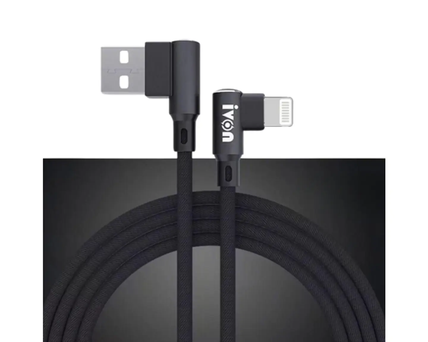 CABLE USB-LIGHTNING REFORZADO 90° L CARGA RAPIDA 2.4A 1