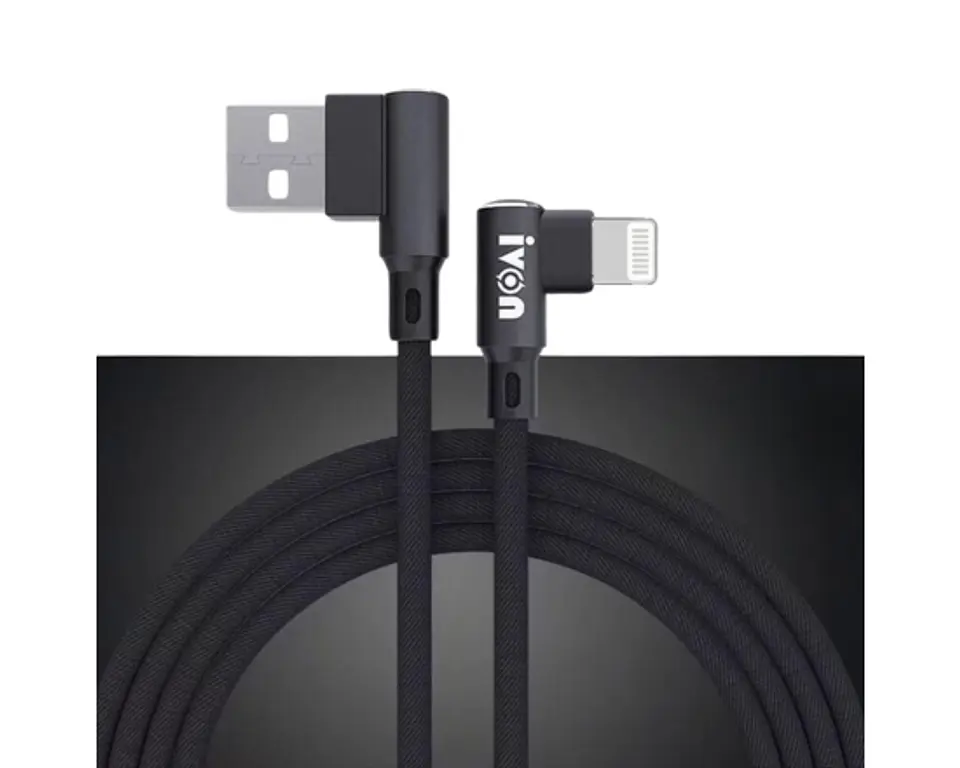 CABLE USB-LIGHTNING REFORZADO 90° L CARGA RAPIDA 2.4A 1