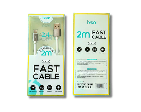 Cable carga rápida 2.4A USB-LIGHTNING 2M