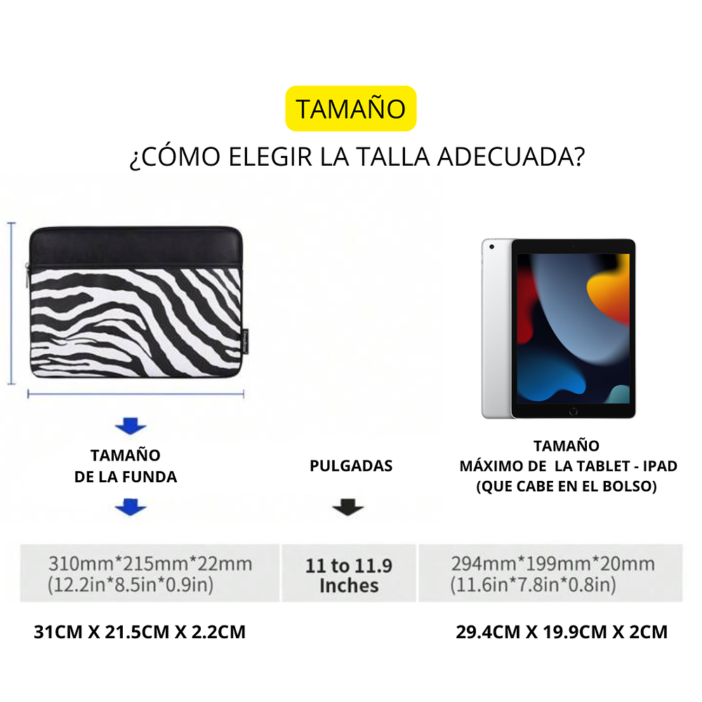 Funda estuche Acolchada para Tablet e iPad de hasta 11.9" Pulgadas