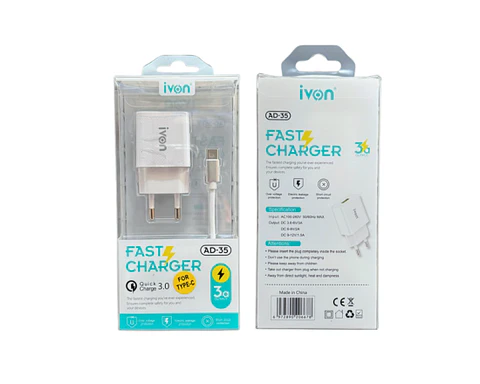 Cargador carga rápida 3.0a entrada USB-C