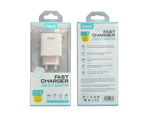 Adaptador dual USB y USB-C 20W
