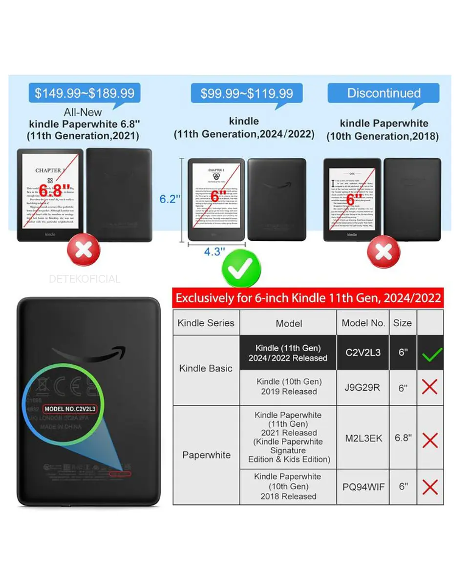 Funda Inteligente Para Kindle Realese 11th Gene 2022 /2024 Con Agarre  2