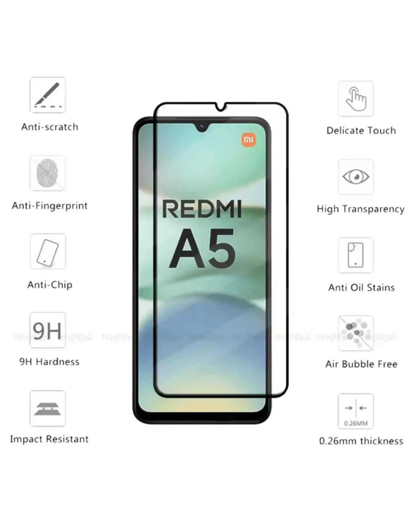 Lamina Vidrio Templado Completa Para Redmi A5 3