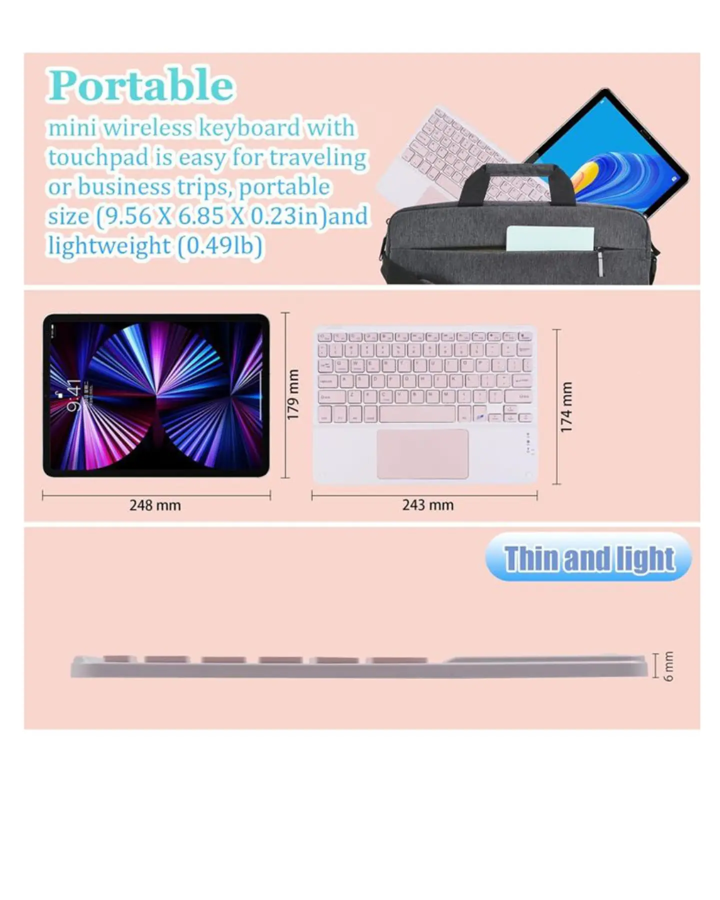 Teclado Bluetooth Con Touchpad (Mouse) 11 pulgadas  14