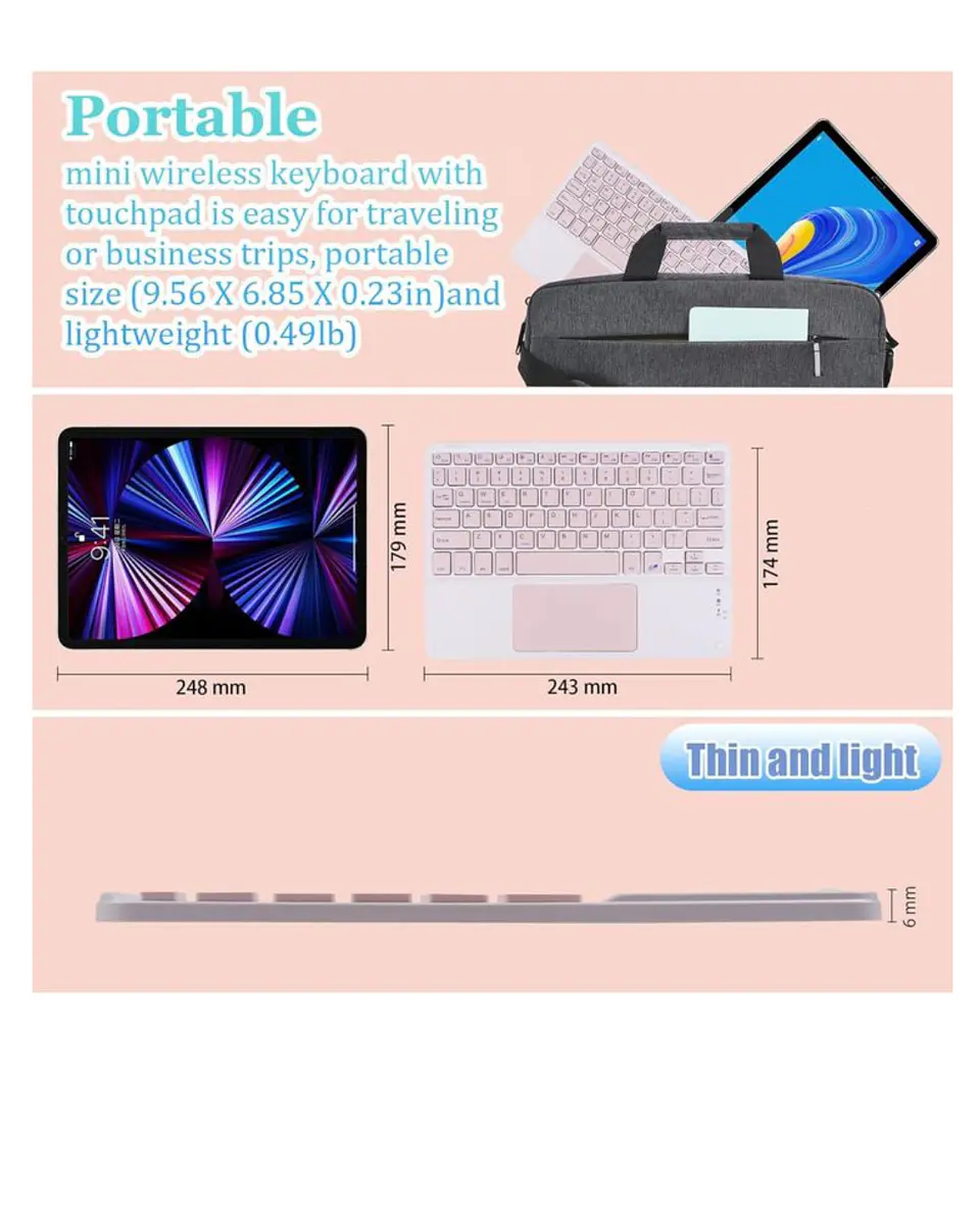 Teclado Bluetooth Con Touchpad (Mouse) 11 pulgadas  14
