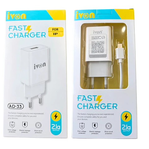 Cargador Tipo Lightning para IPhone carga rápida 2.1A