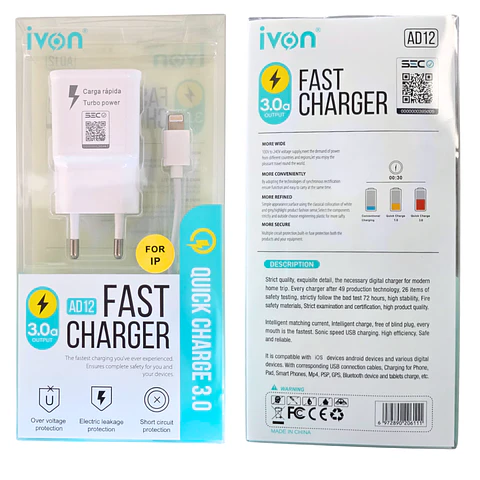 Cargador USB-Lightning carga rápida 3.0A para IPhone 