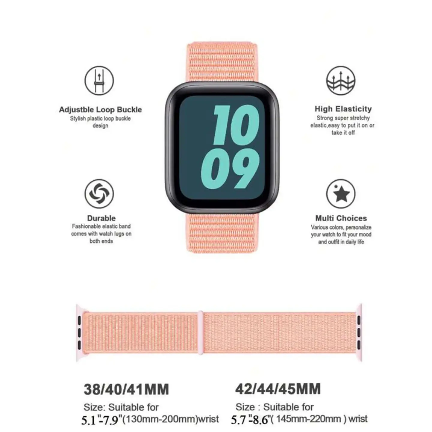 Correa De Nylon Para Apple Watch 38MM 40MM 41MM Serie 10 42mm Serie 11 42mm 10