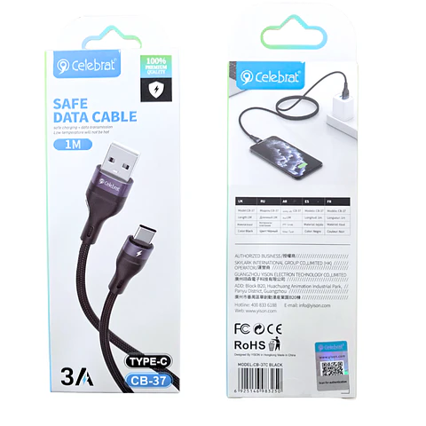 Cable Celebrat Trenzado de Carga Rápida USB-USB C
