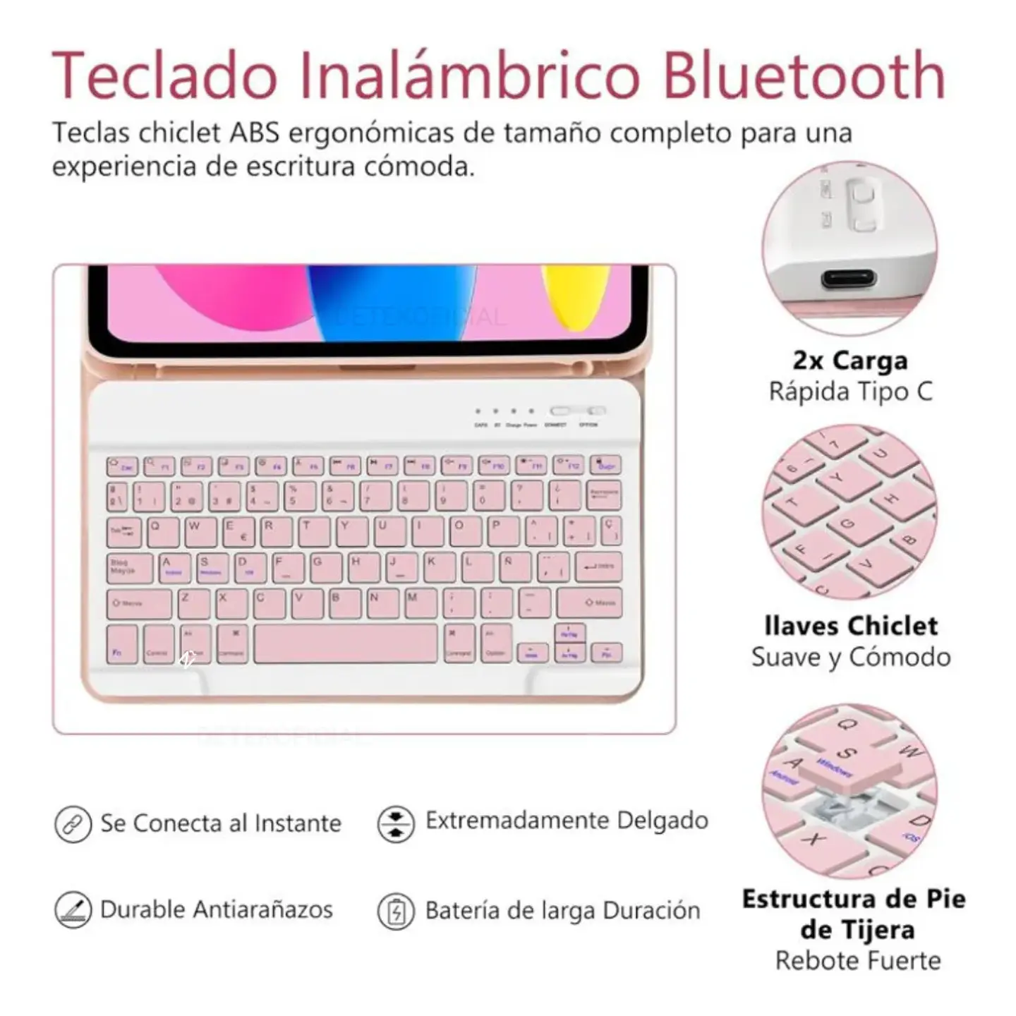 Teclado Bluetooth Inalámbrico 11 pulgadas Español Para iPad/Tablet/iPhone 9