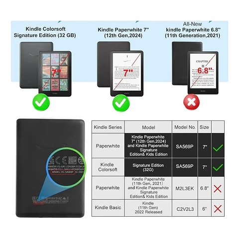 Funda Inteligente Para Kindle Colorsoft 2024 7" Con Agarre 