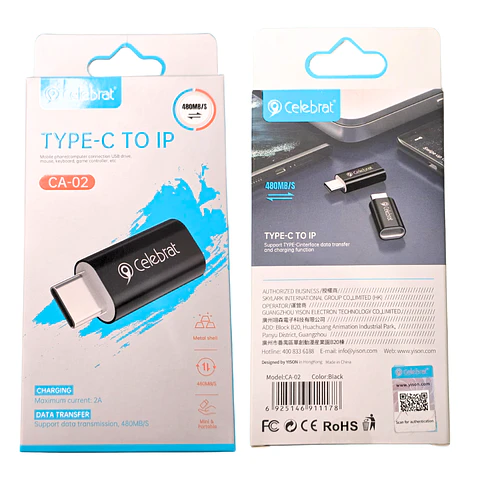 Adaptador OTG LIGHTNING a Tipo C para (Iphone /Ipad ) de 2A 480MB/S