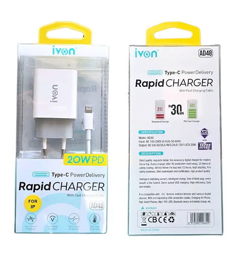 Cargador USB-C a Lightning Carga  Rápida de 20W