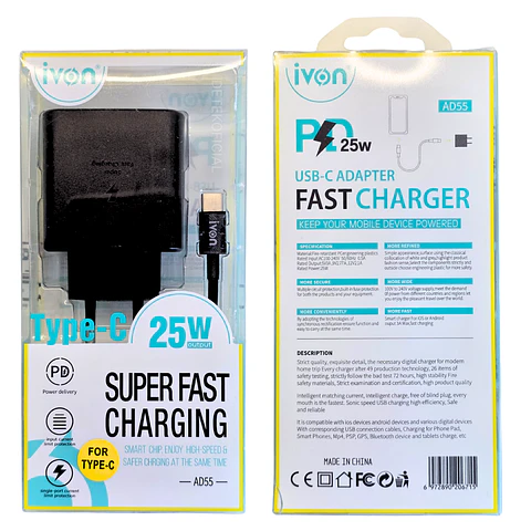 Cargador Tipo C Carga Rápida de 25W 