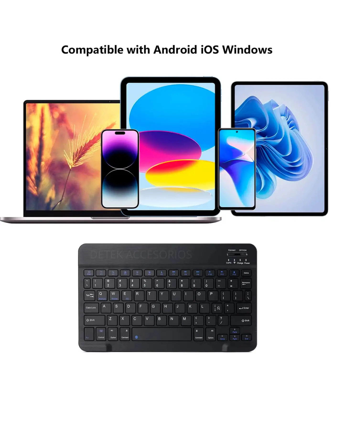 Kit de teclado y Mouse de 11 pulgadas en español inalámbrico Recargable Bluetooth  3