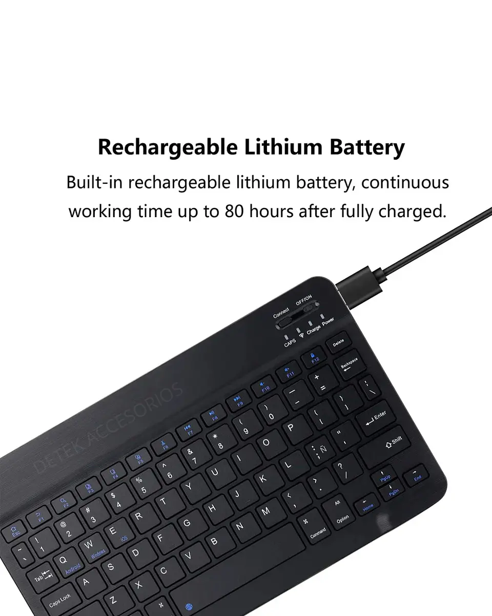 Kit de teclado y Mouse de 11 pulgadas en español inalámbrico Recargable Bluetooth  5