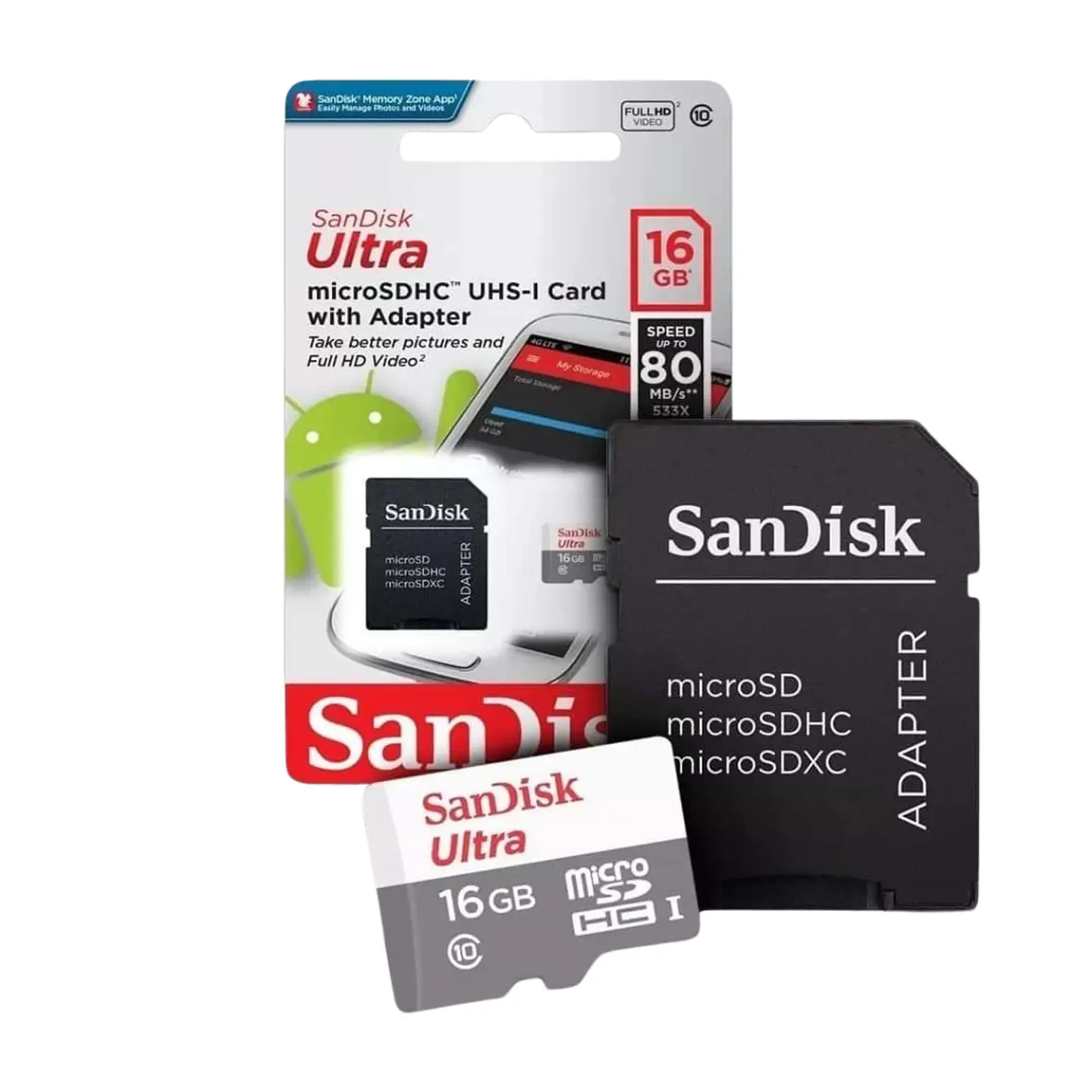 Tarjeta Memoria 16gb Sandisk Micro Sd Clase 10 + Adaptador 4