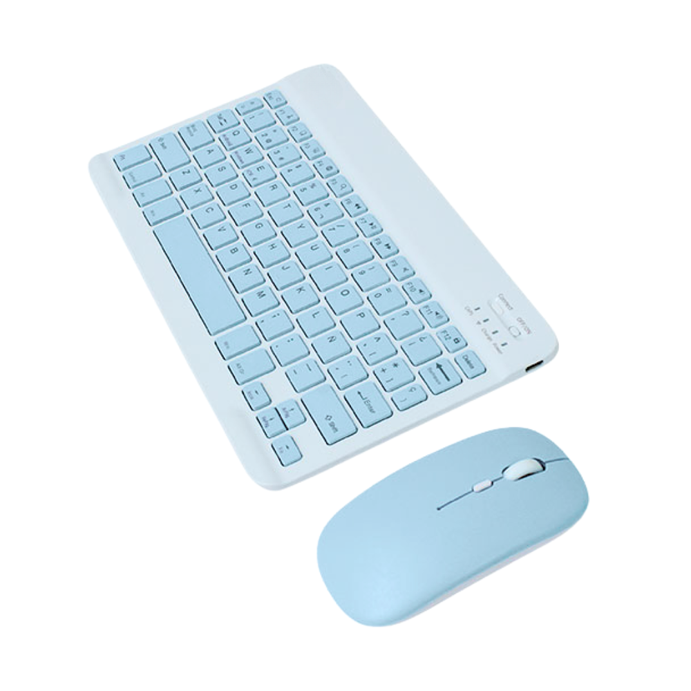 Kit de teclado y Mouse de 11 pulgadas en español inalámbrico Recargable Bluetooth 