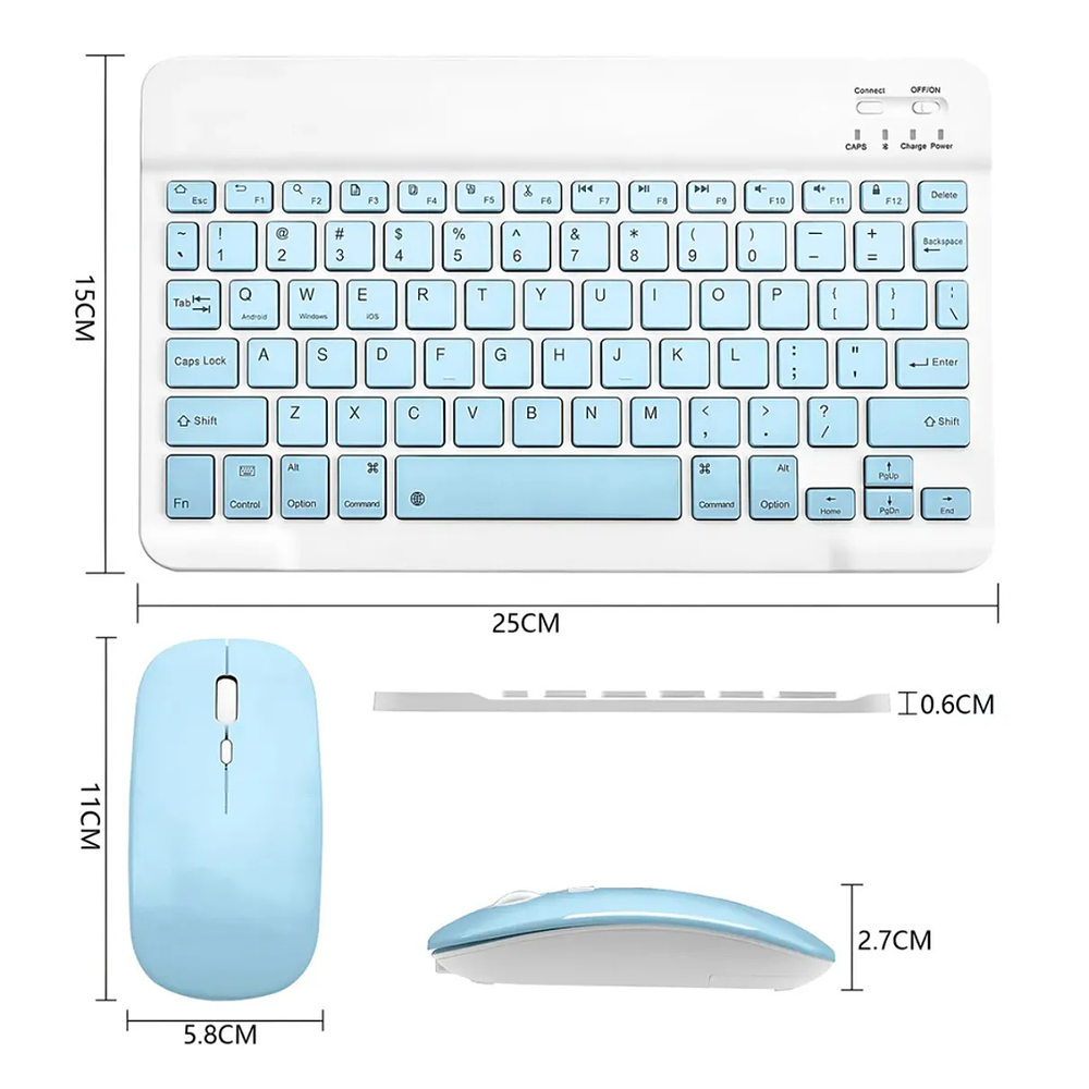 Kit de teclado y Mouse de 11 pulgadas en español inalámbrico Recargable Bluetooth 
