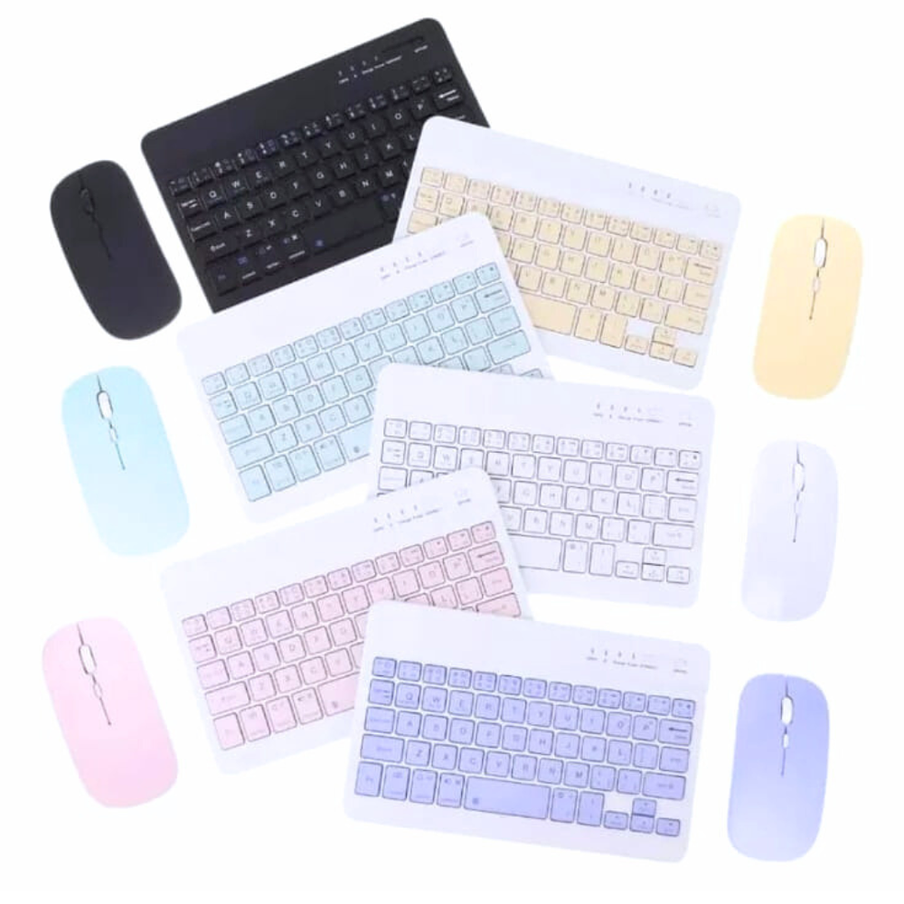 Kit de teclado y Mouse de 11 pulgadas en español inalámbrico Recargable Bluetooth 