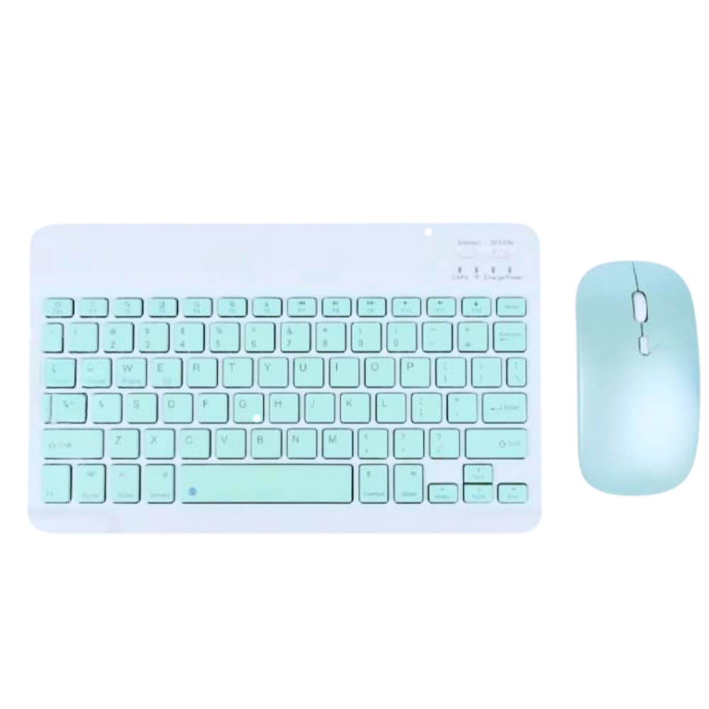 Kit de teclado y Mouse de 11 pulgadas en español inalámbrico Recargable Bluetooth 