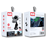 Soporte Con Cargador Inalámbrico para Celular 2 en 1 (Ajustable al Tablero y Rejilla del Auto)