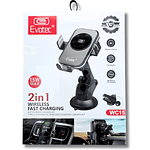 Soporte Con Cargador Inalámbrico para Celular 2 en 1 (Ajustable al Tablero y Rejilla del Auto)