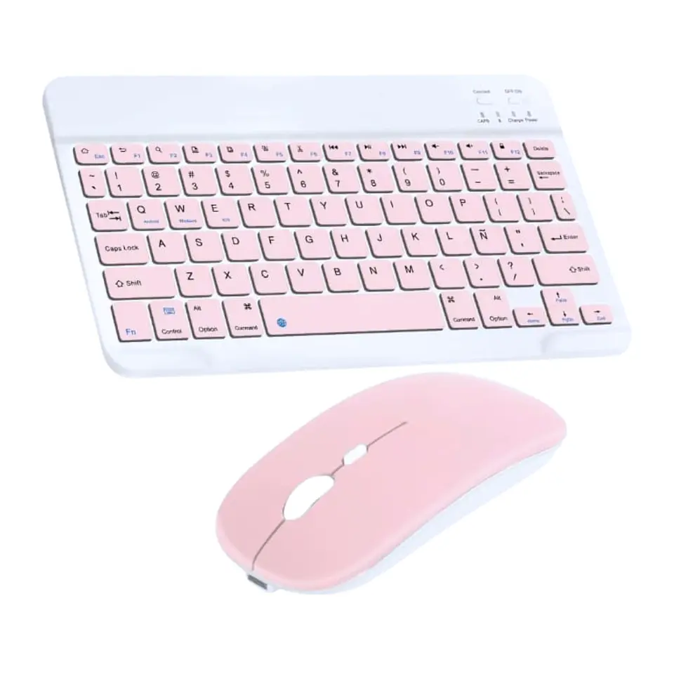 Kit de teclado y Mouse de 11 pulgadas en español inalámbrico Recargable Bluetooth  8