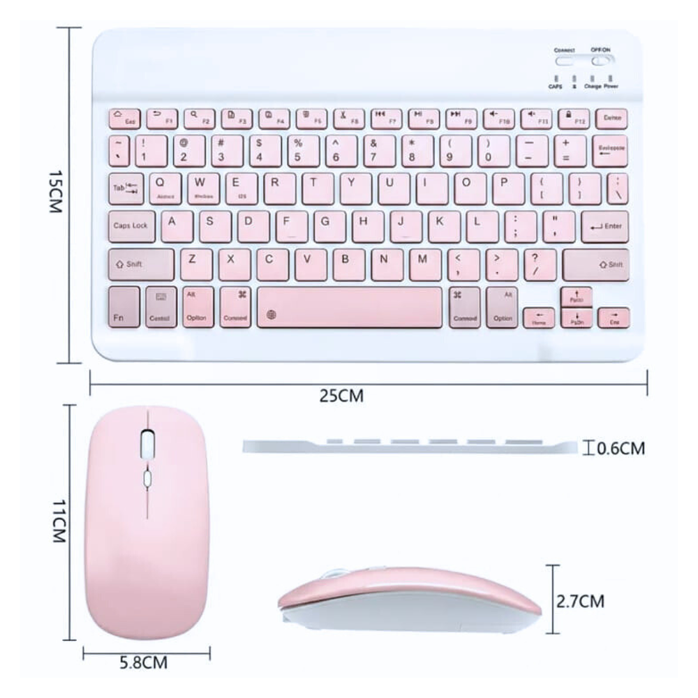 Kit de teclado y Mouse de 11 pulgadas en español inalámbrico Recargable Bluetooth 