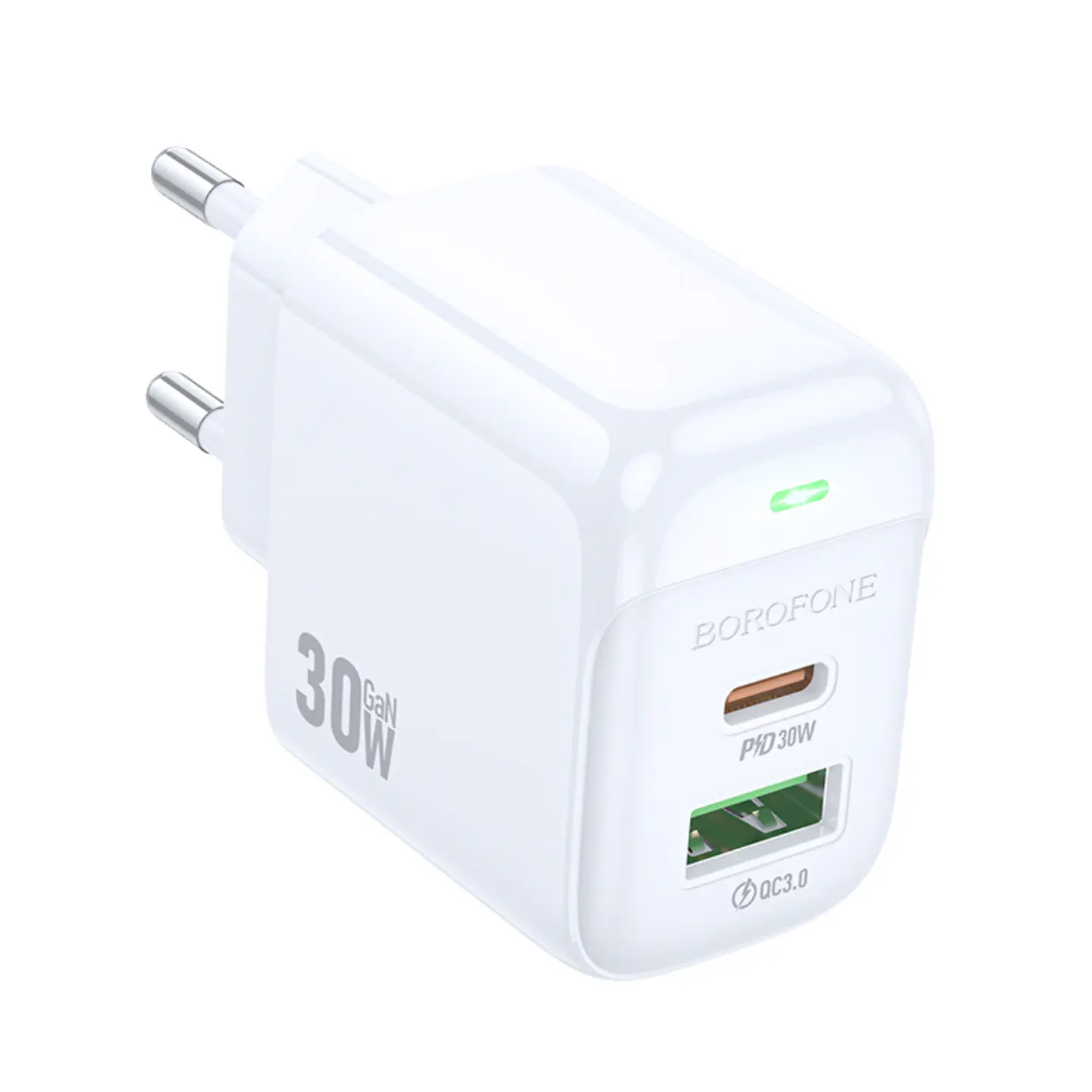 Cargador de Pared Doble Puerto USB-USB C 30W Sin Cable Borofone 5
