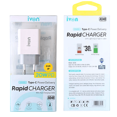 Adaptador Tipo C Carga Rápida de 20W 