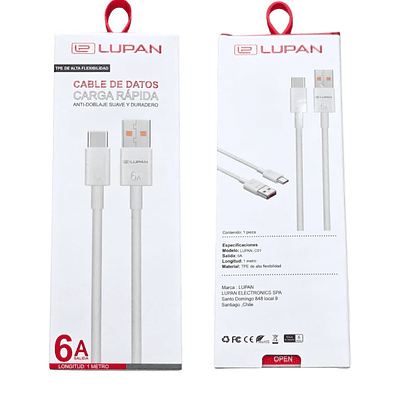 CABLE USB-C CARGA RÁPIDA (SALIDA 6A)  