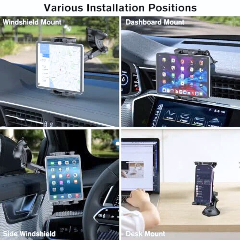 Soporte Frontal para Auto de Tablet con Ventosa Ajustable al (Tablero o Parabrisas) 