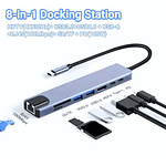 Adaptador Tipo C Multipuertos 8 en 1 para Notebook / Macbook / iPad /, Otros. 