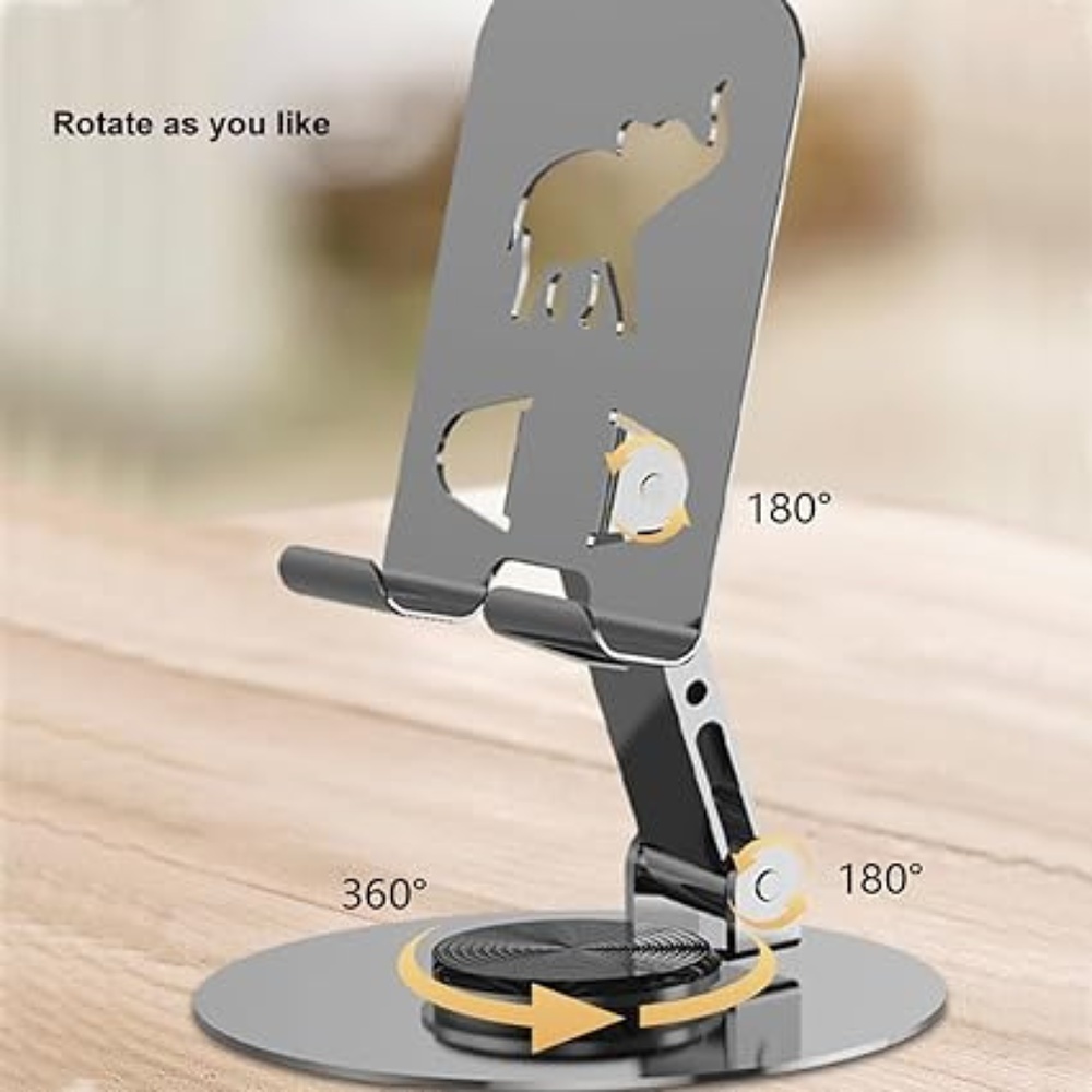 Soporte de Mesa de Acero para Tablet y Celular 360° Giratorio 